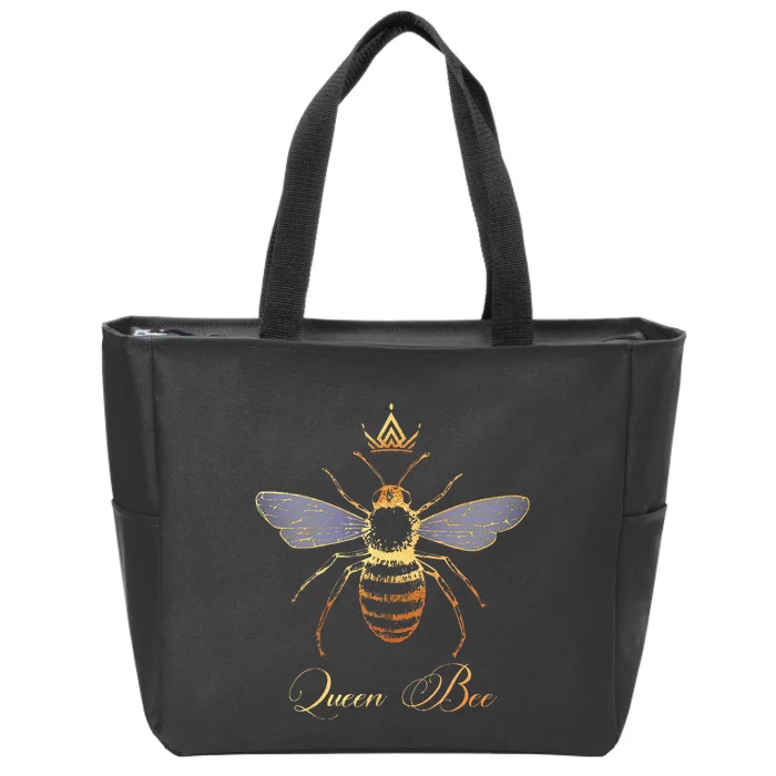 Queen Crown Bee Beekeeping Honey Lover Keeper Zip Tote Bag