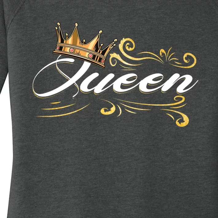 Queen Crown Crown Me Font Queen Awesome Women's Perfect Tri Tunic Long Sleeve Shirt