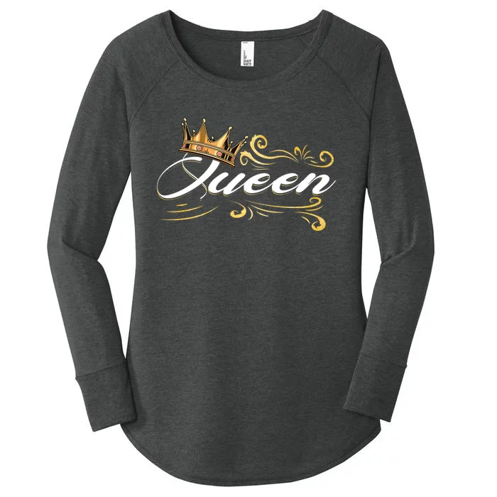 Queen Crown Crown Me Font Queen Awesome Women's Perfect Tri Tunic Long Sleeve Shirt