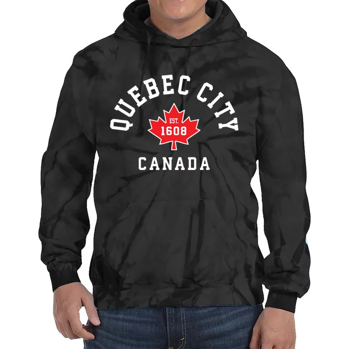 Quebec City Canada Canadian Flag Maple Leaf Gift Tie Dye Hoodie