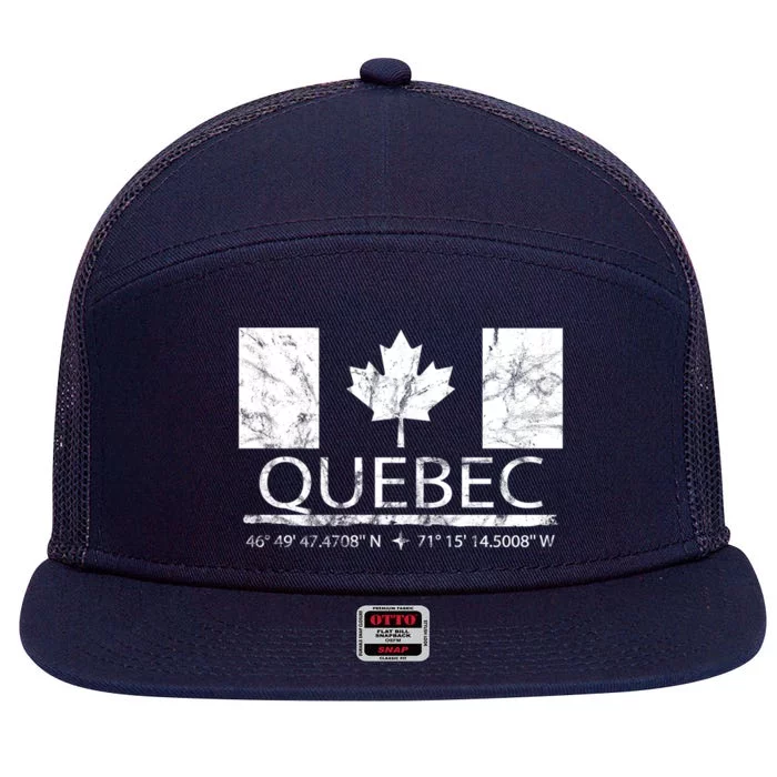 Quebec City Canadian Flag Travel To Quebec Meaningful Gift 7 Panel Mesh Trucker Snapback Hat