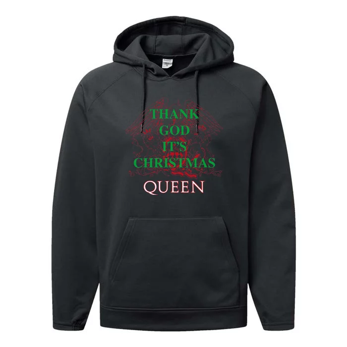 Queen Christmas Crest White Performance Fleece Hoodie