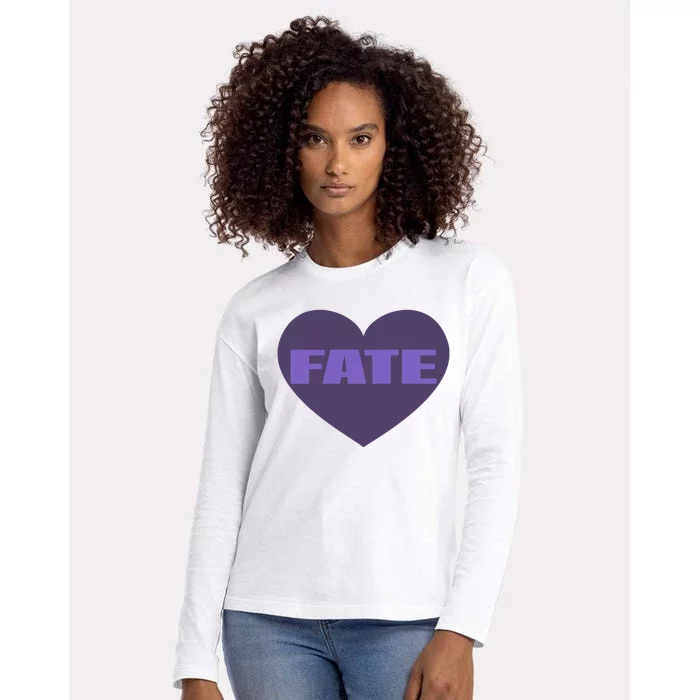 Quan Content Fate Heart Womens Cotton Relaxed Long Sleeve T-Shirt