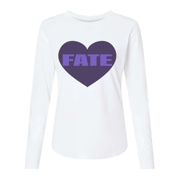 Quan Content Fate Heart Womens Cotton Relaxed Long Sleeve T-Shirt