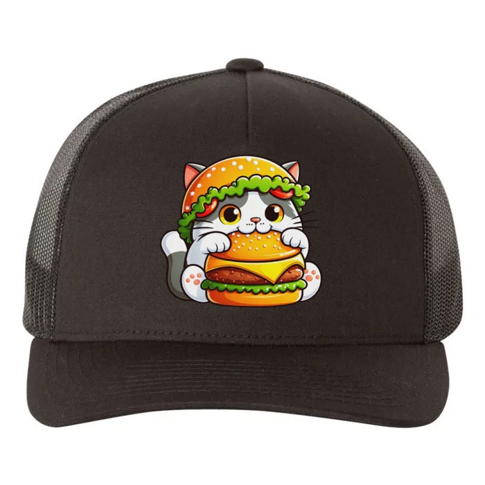 Quirky Cat Hamburger Fun Yupoong Adult 5-Panel Trucker Hat