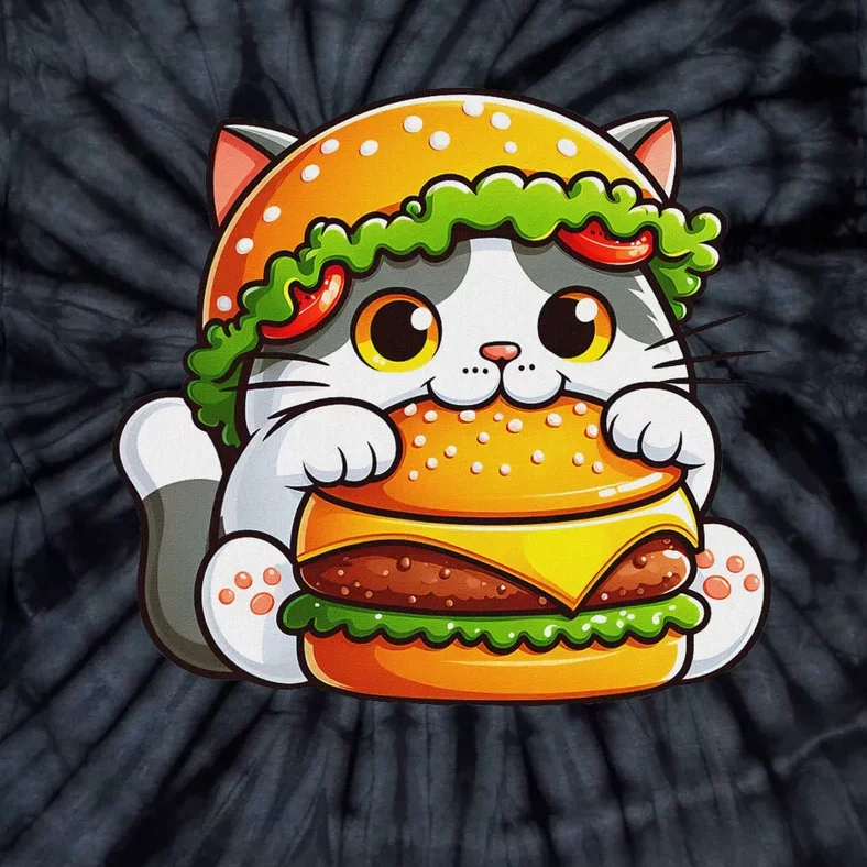 Quirky Cat Hamburger Fun Tie-Dye T-Shirt