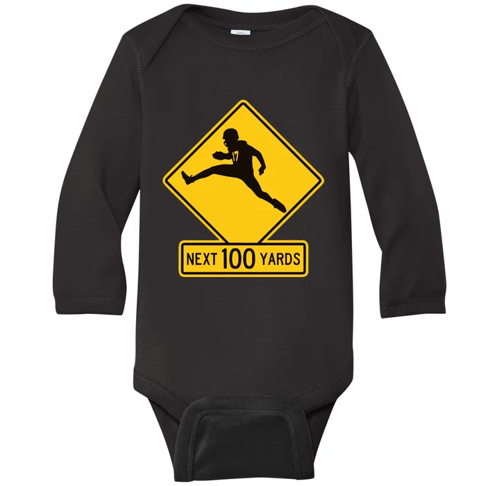 Quarterback Crossing Next 100 Yards Baby Long Sleeve Bodysuit