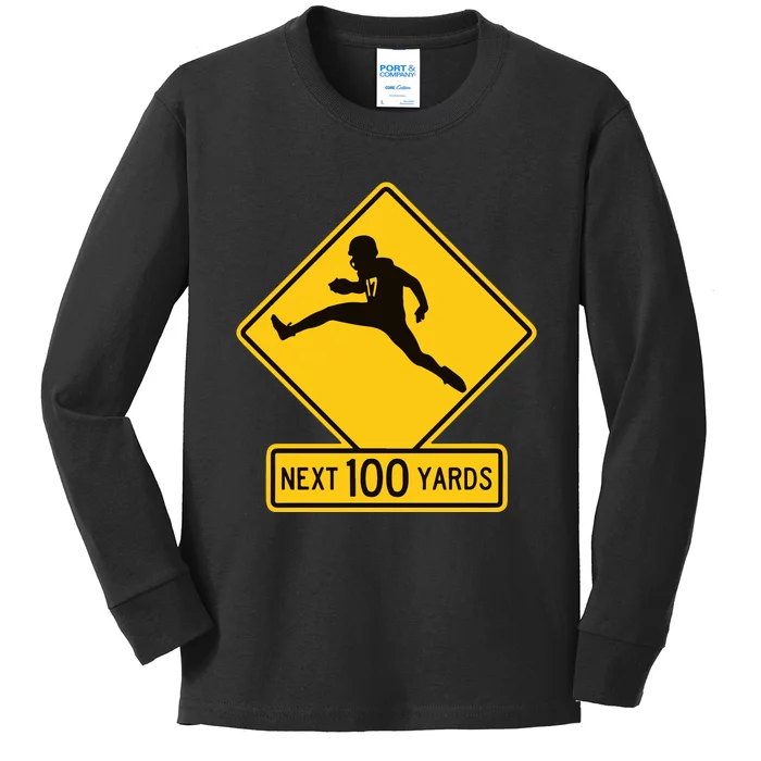 Quarterback Crossing Next 100 Yards Kids Long Sleeve Shirt