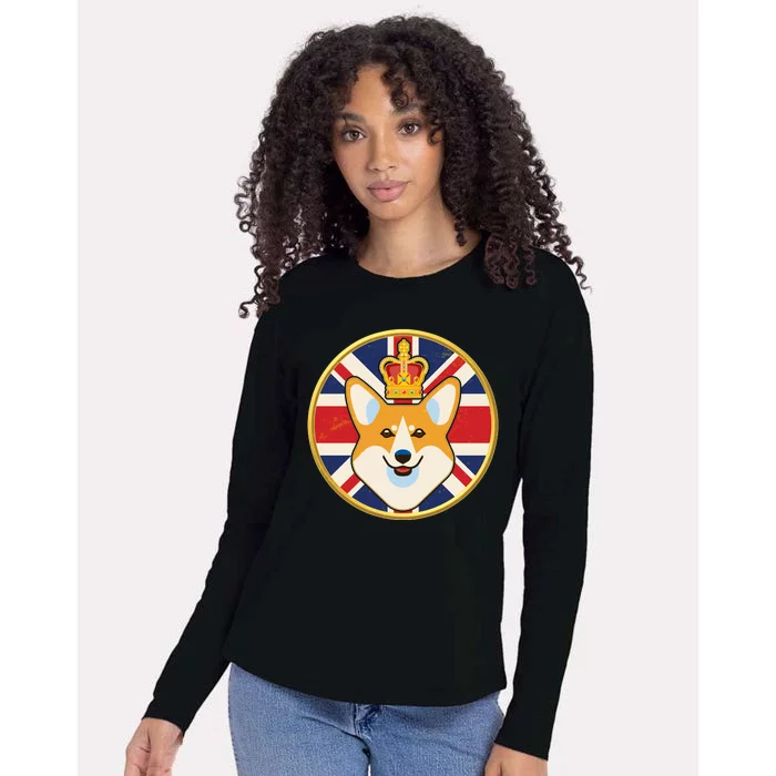 Queen Corgi Platinum Jubilee Emblem Womens Cotton Relaxed Long Sleeve T-Shirt