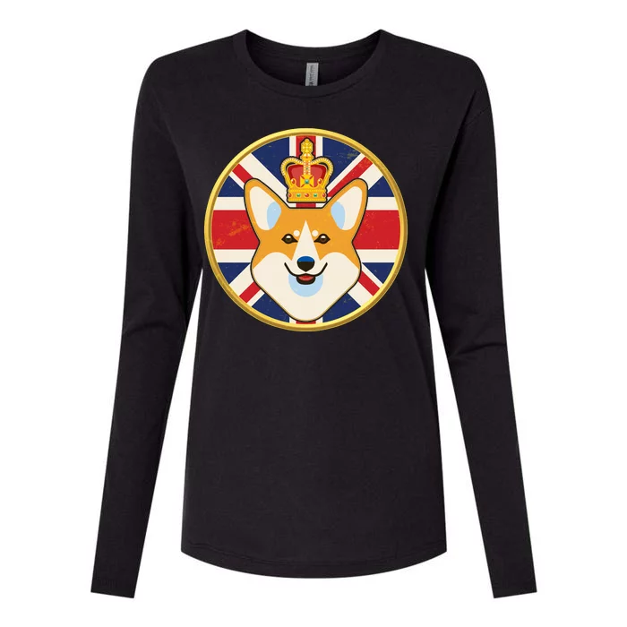 Queen Corgi Platinum Jubilee Emblem Womens Cotton Relaxed Long Sleeve T-Shirt