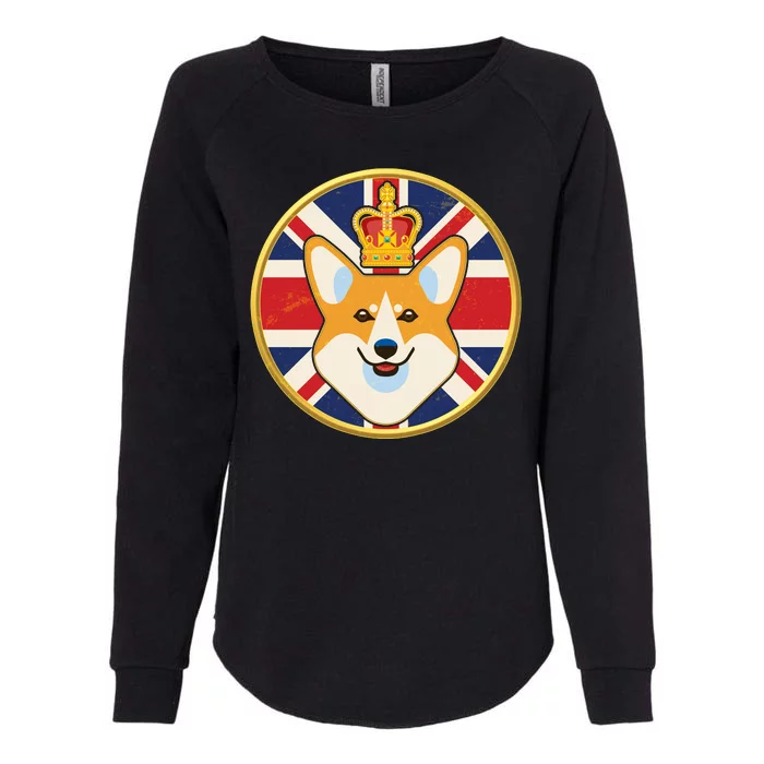 Queen Corgi Platinum Jubilee Emblem Womens California Wash Sweatshirt