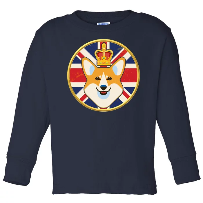 Queen Corgi Platinum Jubilee Emblem Toddler Long Sleeve Shirt