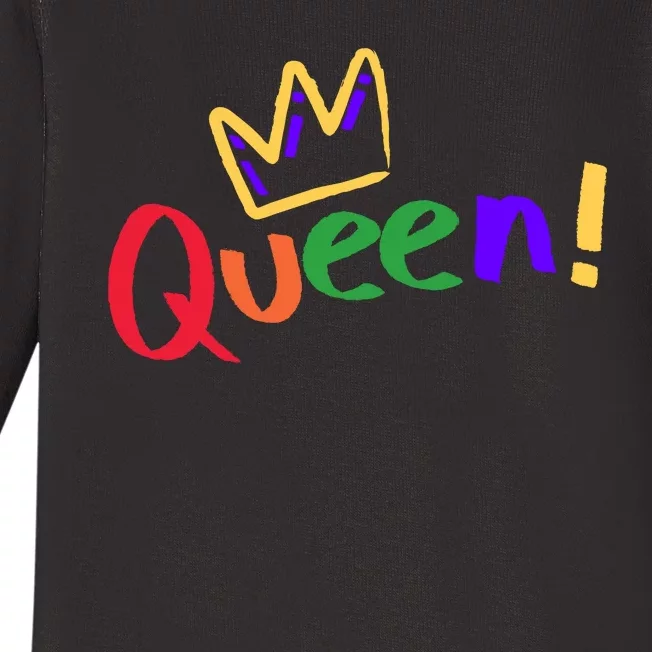 Queen Crown Retro Baby Long Sleeve Bodysuit