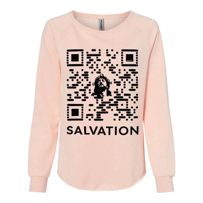 Qr Code Salvation Womens California Wash Sweatshirt