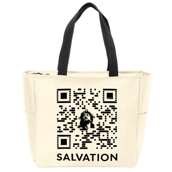 Qr Code Salvation Zip Tote Bag