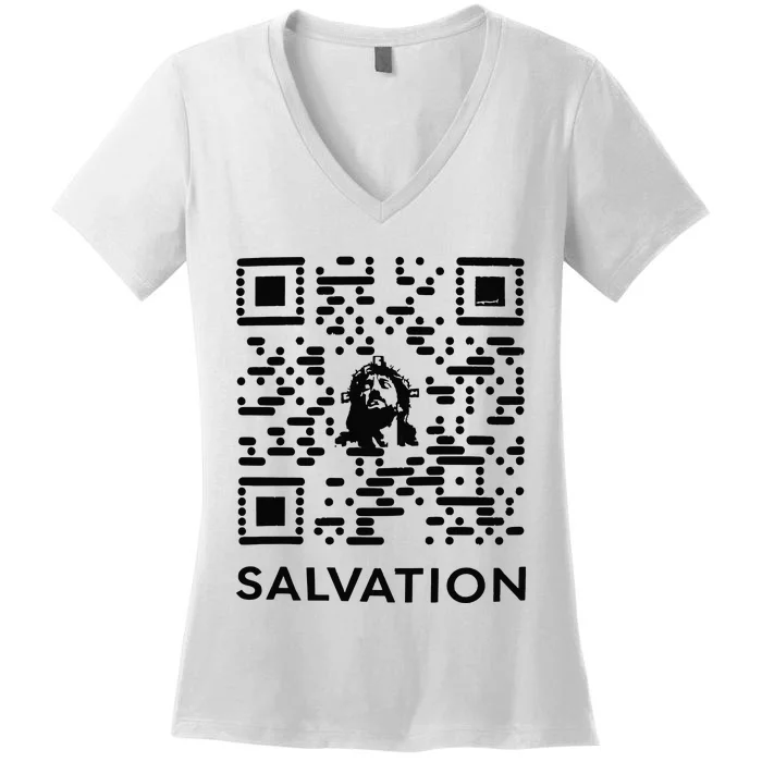 Qr Code Salvation Women's V-Neck T-Shirt