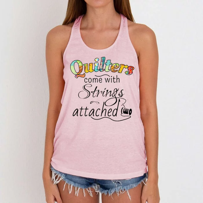 Quilters Come With Strings Attached Funny Women's Knotted Racerback Tank