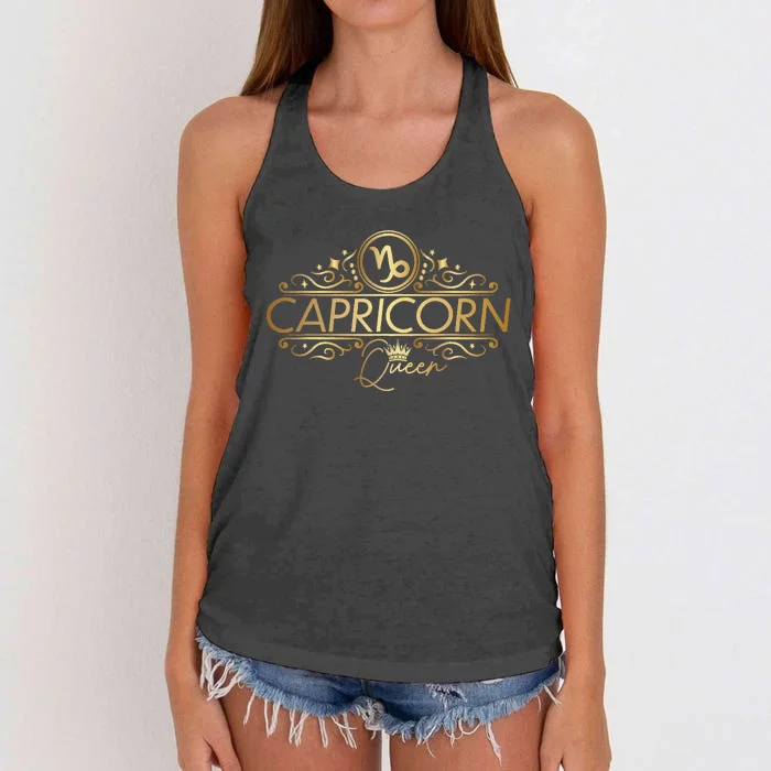 Queen Capricorn Zodiac Symbol Women's Knotted Racerback Tank