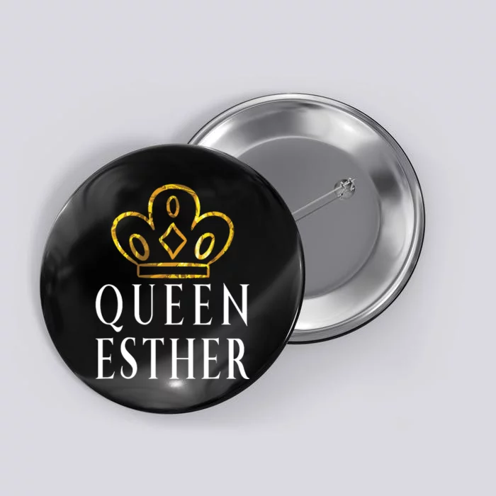 Queen Esther Gold Crown Purim Costume Button