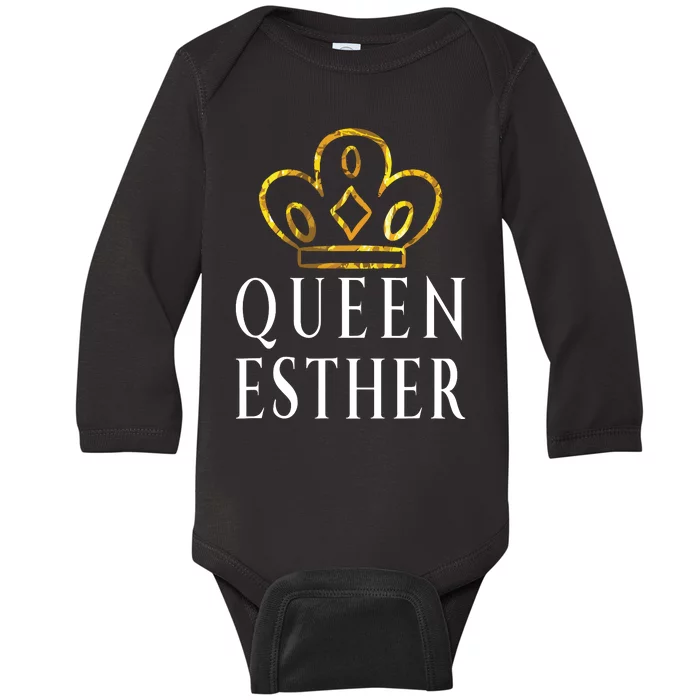 Queen Esther Gold Crown Purim Costume Baby Long Sleeve Bodysuit