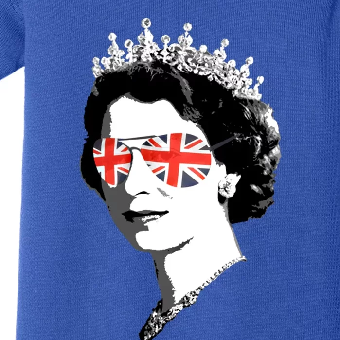 Queen Elizabeth Ii Sunglasses British Crown Union Jack Meme Gift Baby Bodysuit