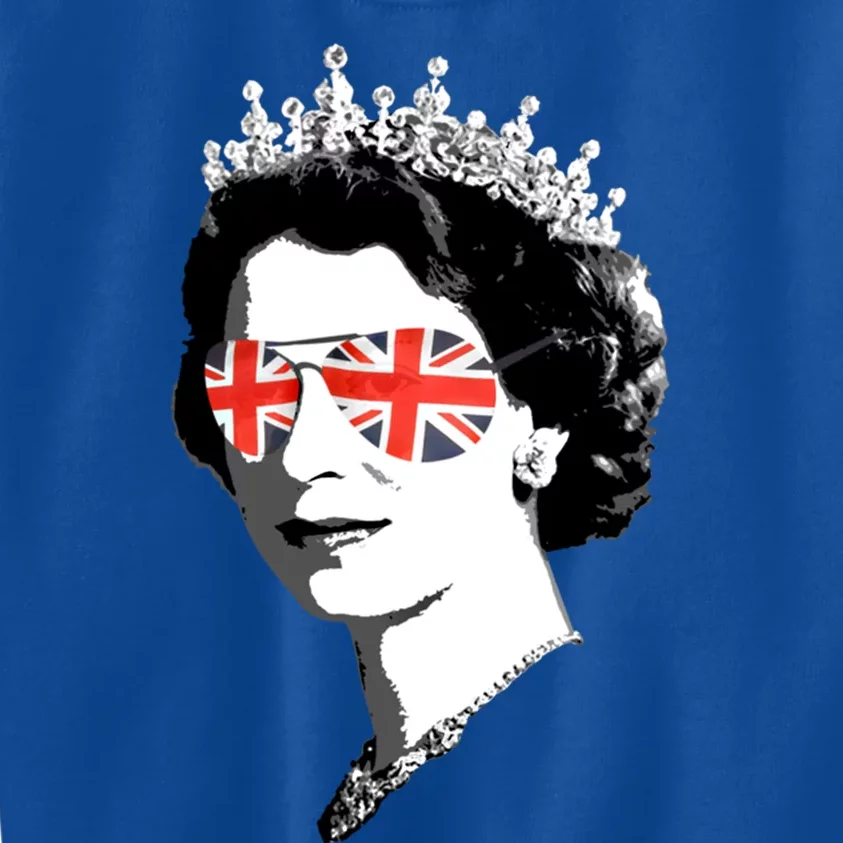 Queen Elizabeth Ii Sunglasses British Crown Union Jack Meme Gift Kids Sweatshirt