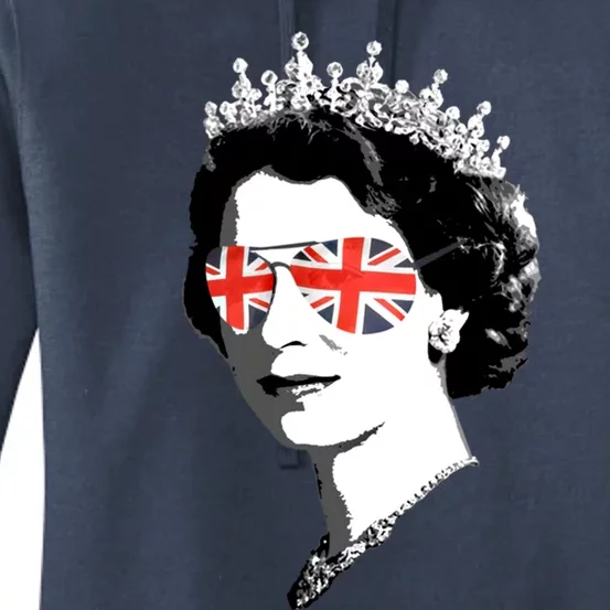 Queen Elizabeth Ii Sunglasses British Crown Union Jack Meme Gift Women's Pullover Hoodie