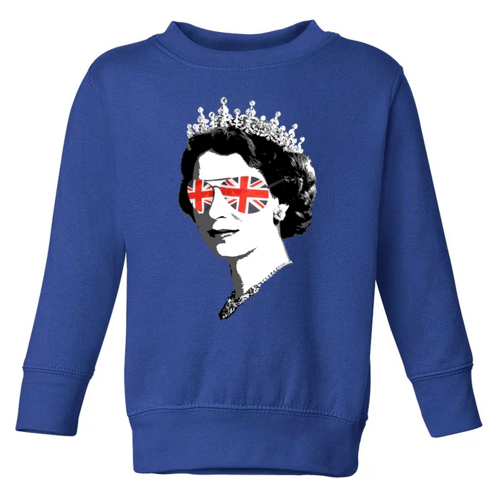 Queen Elizabeth Ii Sunglasses British Crown Union Jack Meme Great Gift Toddler Sweatshirt