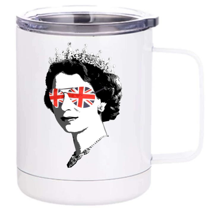 Queen Elizabeth Ii Sunglasses British Crown Union Jack Meme Great Gift Front & Back 12oz Stainless Steel Tumbler Cup