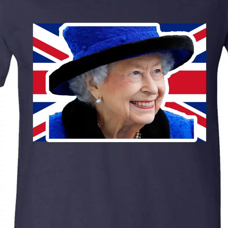 Queen Elizabeth II British Queen September 8 2022 Queen Of England UK Flag V-Neck T-Shirt