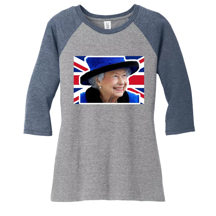 Queen Elizabeth II British Queen September 8 2022 Queen Of England UK Flag Women's Tri-Blend 3/4-Sleeve Raglan Shirt