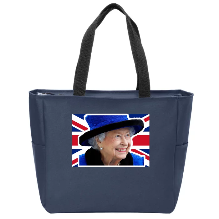 Queen Elizabeth II British Queen September 8 2022 Queen Of England UK Flag Zip Tote Bag