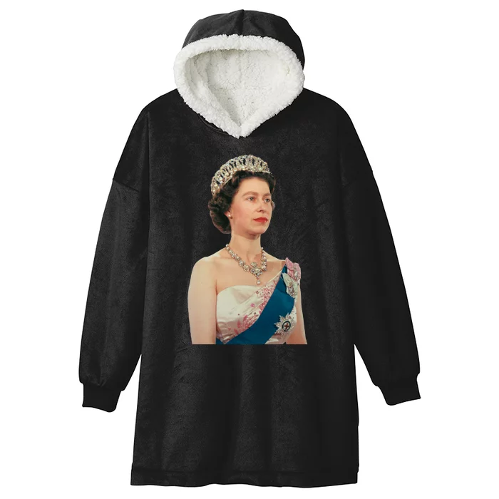 Queen Elizabeth's II British Crown Majesty Portrait Hooded Wearable Blanket