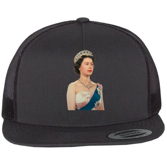 Queen Elizabeth's II British Crown Majesty Portrait Flat Bill Trucker Hat