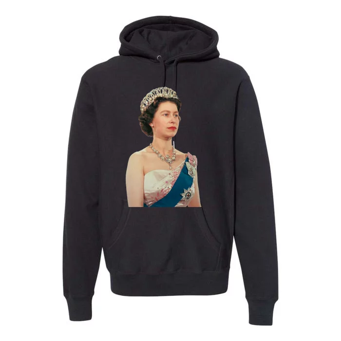 Queen Elizabeth's II British Crown Majesty Portrait Premium Hoodie