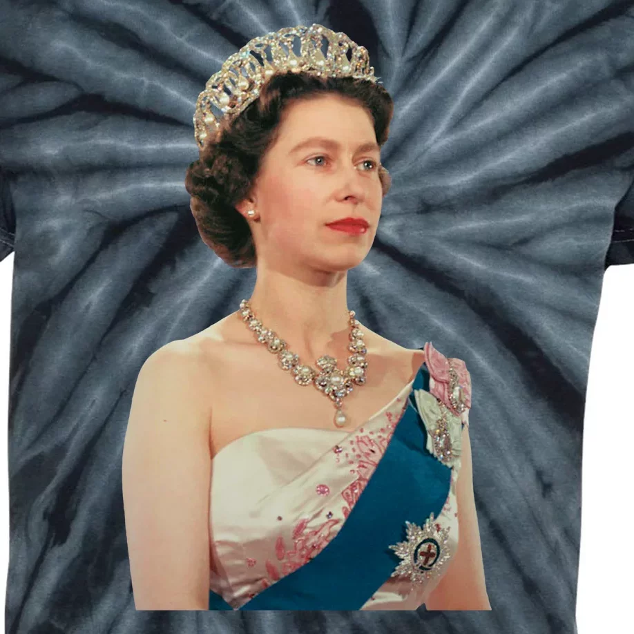 Queen Elizabeth's II British Crown Majesty Portrait Kids Tie-Dye T-Shirt