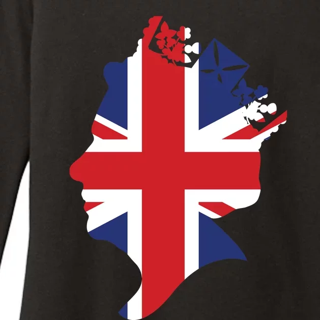 Queen Elizabeth II British Crown Union Jack Meme Womens CVC Long Sleeve Shirt