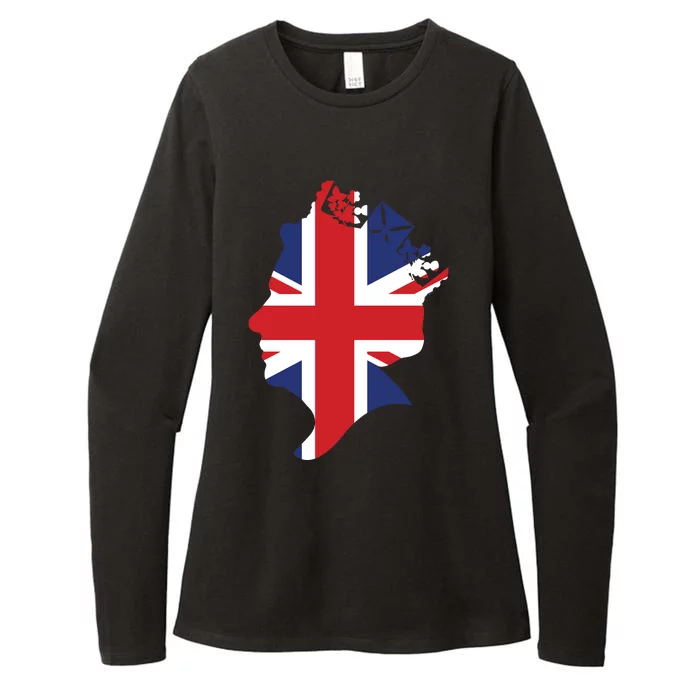 Queen Elizabeth II British Crown Union Jack Meme Womens CVC Long Sleeve Shirt