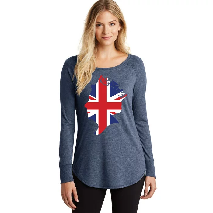 Queen Elizabeth II British Crown Union Jack Meme Women's Perfect Tri Tunic Long Sleeve Shirt