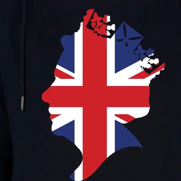 Queen Elizabeth II British Crown Union Jack Meme Womens Funnel Neck Pullover Hood