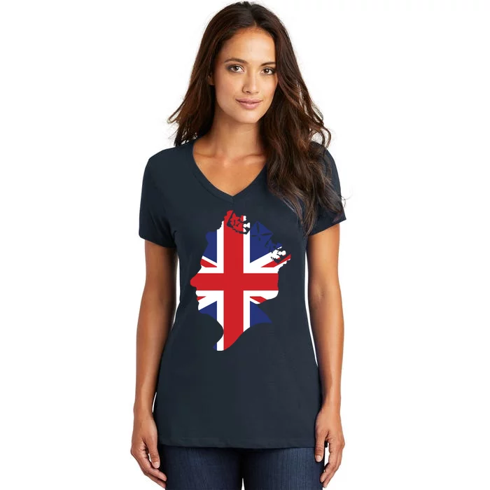 Queen Elizabeth II British Crown Union Jack Meme Women's V-Neck T-Shirt