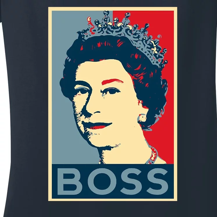 Queen Elizabeth II Boss Her Royal Highness Women's V-Neck T-Shirt