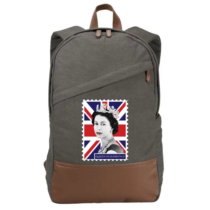 Queen Elizabeth II England Stamp Cotton Canvas Backpack