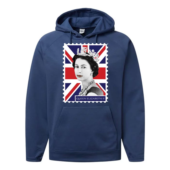 Queen Elizabeth II England Stamp Performance Fleece Hoodie