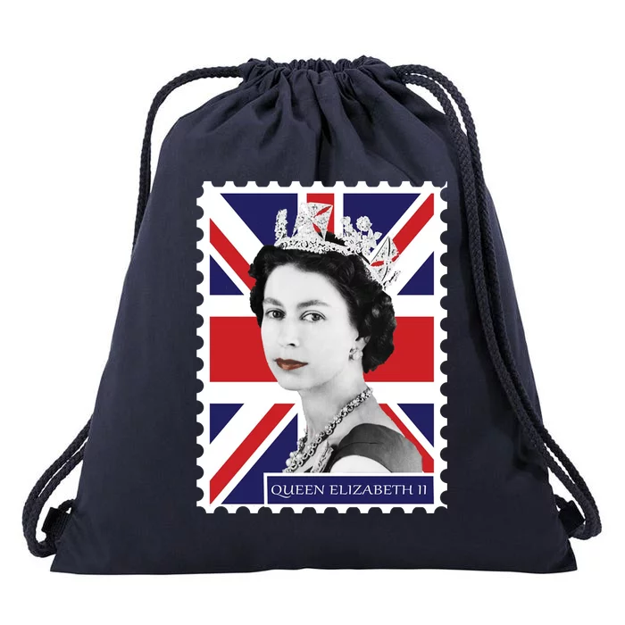 Queen Elizabeth II England Stamp Drawstring Bag