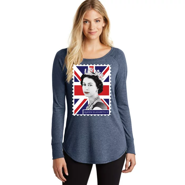 Queen Elizabeth II England Stamp Women's Perfect Tri Tunic Long Sleeve Shirt