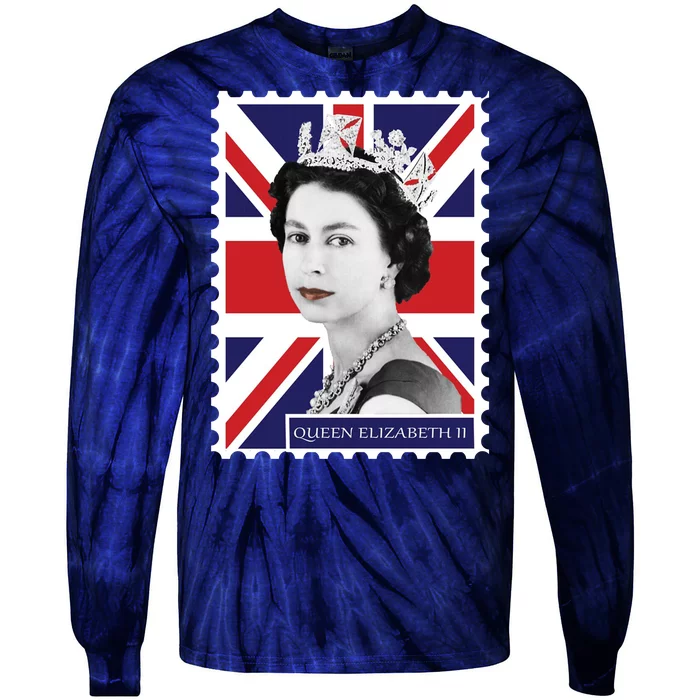 Queen Elizabeth II England Stamp Tie-Dye Long Sleeve Shirt