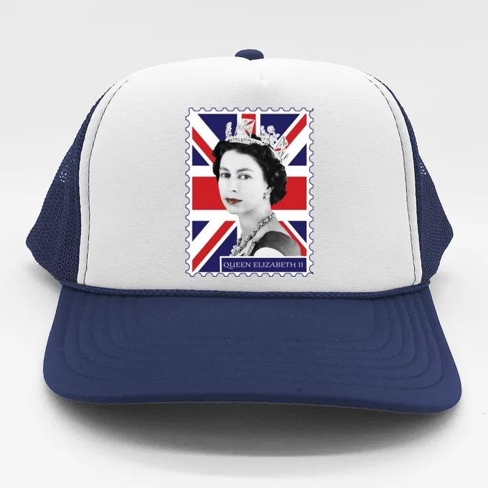 Queen Elizabeth II England Stamp Trucker Hat