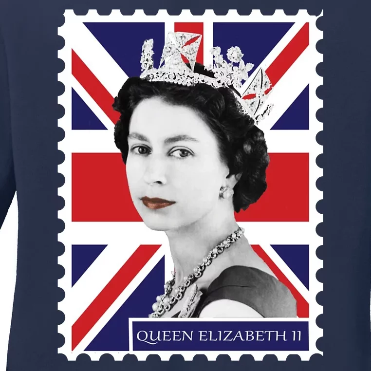 Queen Elizabeth II England Stamp Ladies Long Sleeve Shirt