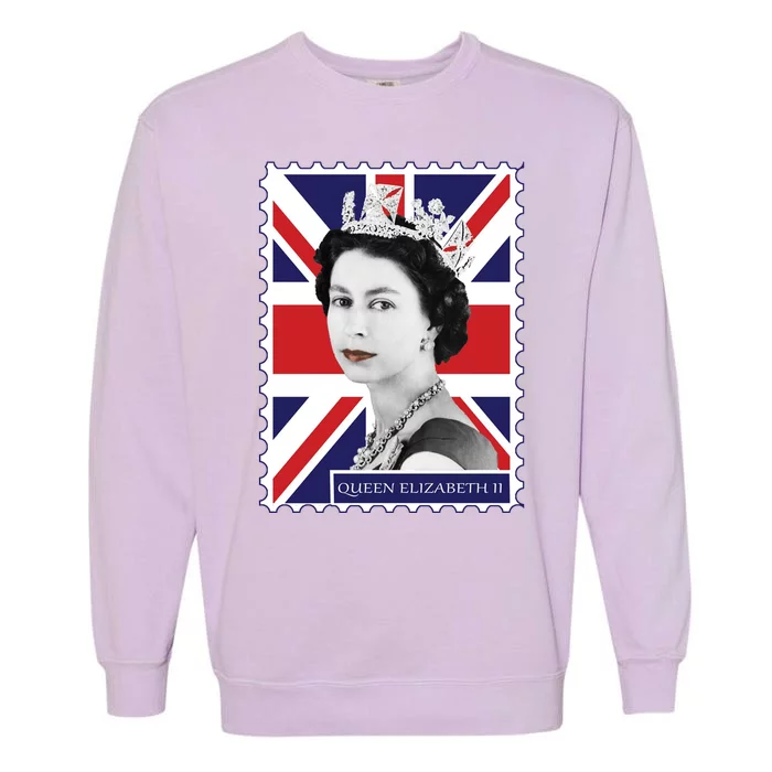 Queen Elizabeth II England Stamp Garment-Dyed Sweatshirt